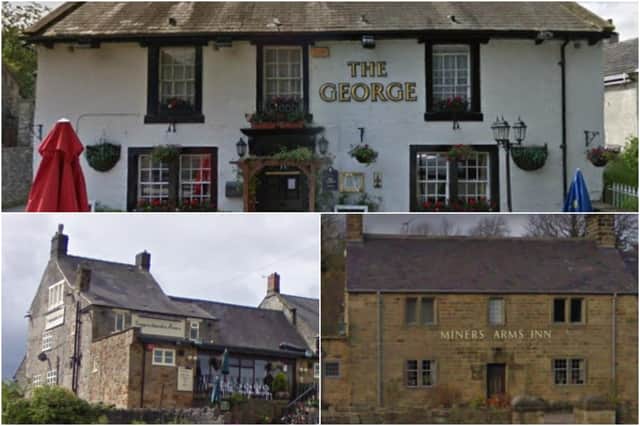 The George at Castleton, Miners Arms at Ashover, Derwentwater Arms at Calver, pictured clockwise from top.