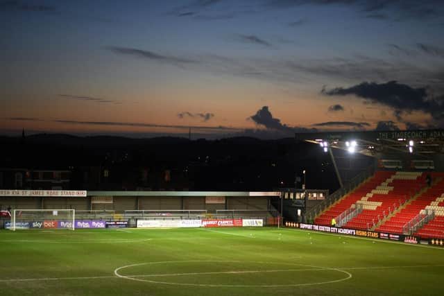 Exeter City's St James Park stadium is scheduled to play host to Sheffield Wednesday on Saturday.