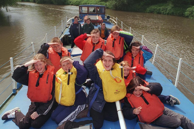 No cars for children of Rawcliffe Bridge Primary school Goole who arrivied by boat at the Earth Centre, Denaby Main, Doncaster in 1999