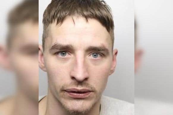 Pictured is Wesley Glover, aged 29, formerly of Highgate, Sheffield, who admitted three counts of robbery and three counts of possessing an article with a blade or a point has been sentenced to nine years of custody.