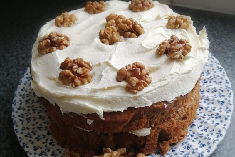Now that's a cake! We're ready for a slice of this coffee and walnut creation.