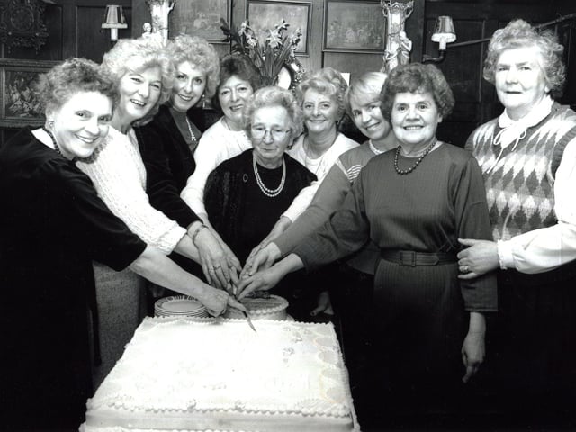 Vera Jenkins (centre) landlady of the Nursery Tavern, Ecclesall Road, Sheffield, celebrates her 82nd birthday in 1986.