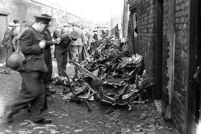 All eyes were on this German bomber which crashed in a Sunderland back lane in 1940.