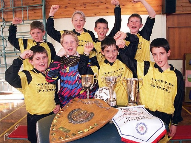 Pictured at Brunswick School, Station Road, Woodhouse, Sheffield, is the under 11s 7-a-side football team that have won all their games and cleaned up the trophies. Seen, left to right, back row are, Cory Eyre, Rebecca Fairfax, Jason Beeden, Liam Wilks, Front, Paul Lock, Jamie Needham, Liam Simmonite and Andrew Millis on February 18, 2000