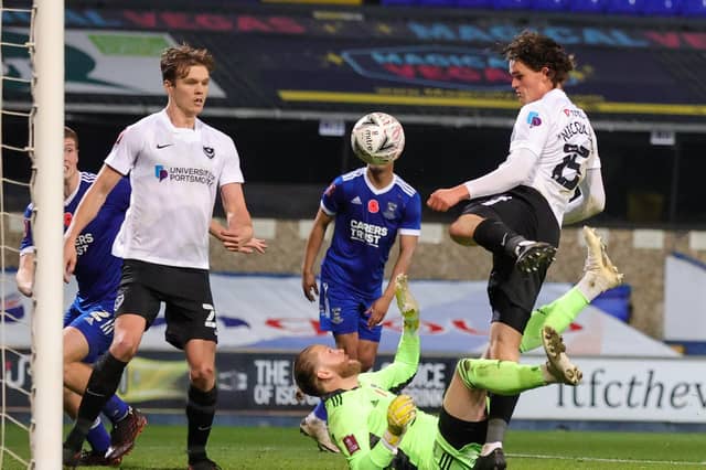 Rasmus Nicolaisen and Sean Raggett were both involved in Pompey's match winner
