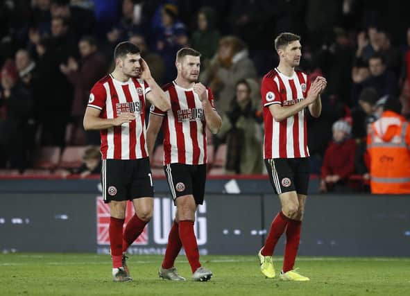 Jack O'Connell (C) could return to full training soon at Sheffield United: Simon Bellis/Sportimage