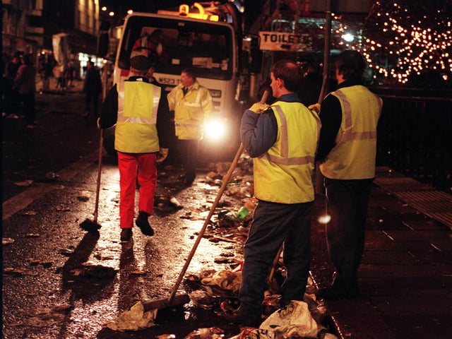 Council workers on Princes Street faced a huge task following Edinburgh's Millennium Hogmanay street party.