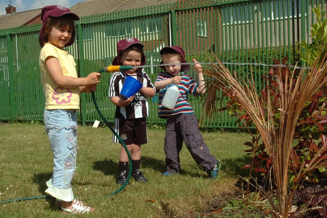 What could be better on a sunny day than watering the garden at Seaton Carew Nursery in 2010.