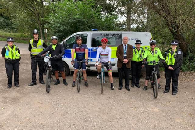 From left: Insp Kevin Smith, in blue, Dame Sarah Storey, police and crime commissioner Alan Billings and Sheffield North West Neighbourhood Team.