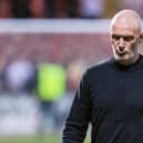GLASGOW, SCOTLAND - MAY 19: Ayr manager Lee Bullen looks dejected as he walks off the pitch at full time during a cinch Premiership play-off semi-final first leg match between Partick Thistle and Ayr United at Firhill, on May 19, 2023, in Glasgow, Scotland. (Photo by Alan Harvey / SNS Group)