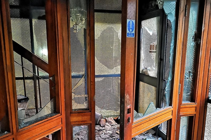 Glass has been smashed in internal doors.