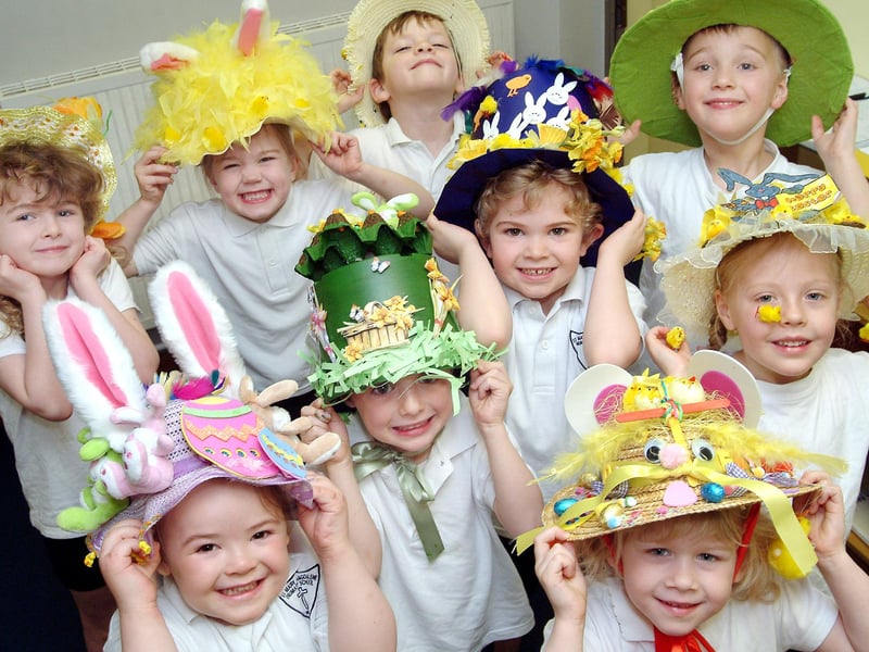 Pupils from St Mary's School in Sutton display their Easter bonnets.