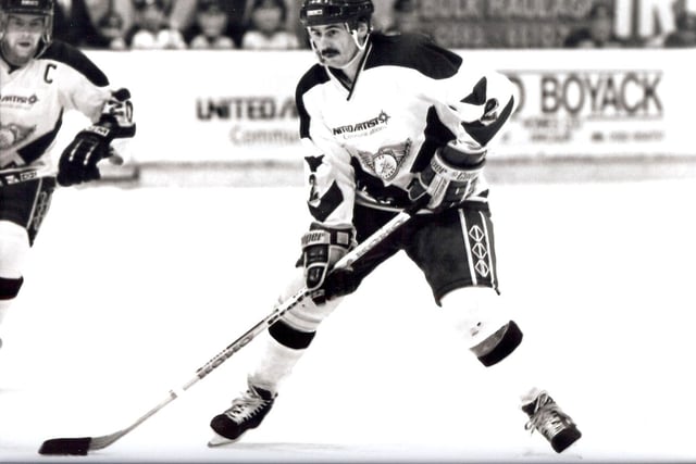 World class Czech star, Milan Figala, one of the finest defenceman ever to grace the club's blue, white and gold jerseys.