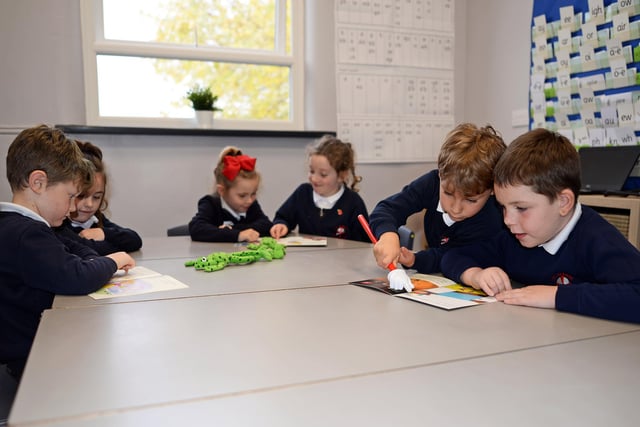 Year one children pictured working in one of the new Interactive Intervention rooms. Picture: NDFP-09-11-21-StAlbans 4-NMSY