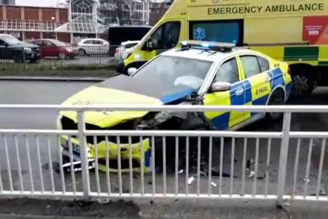 Picture shows a serious crash on the Sheffield ring road, near Waitrose, today