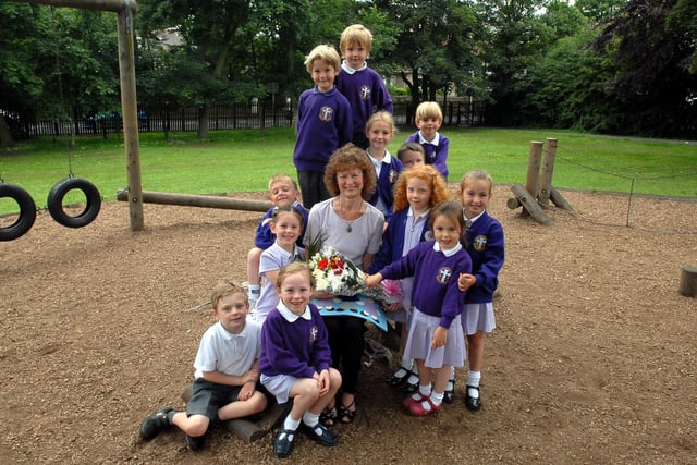 These Cleadon Infants School children are pictured with supervisor assistant Minnie Guard who was retiring in 2007 after 19 years at the school. Does this bring back memories?