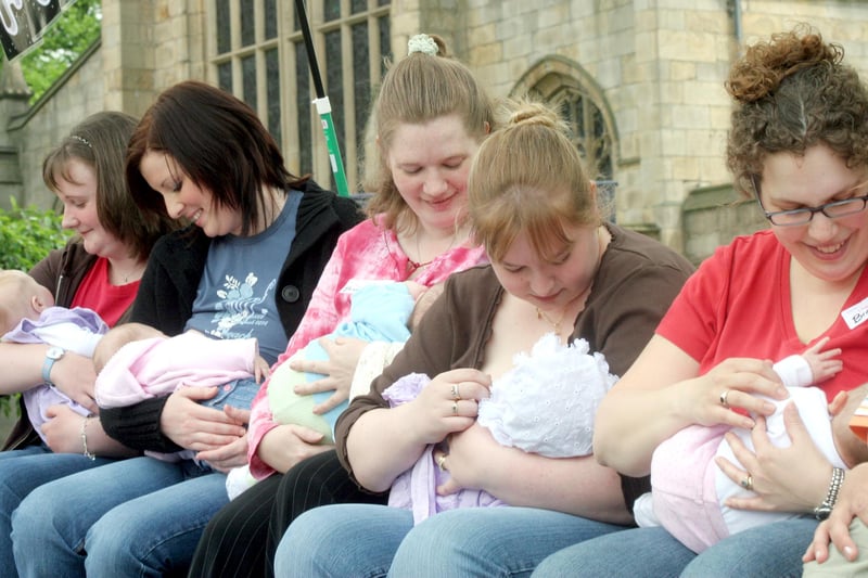 Breast-feeding mums in Chesterfield support The Big Feed in 2006.