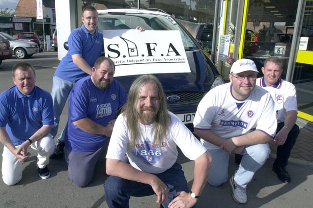 Spireites fans launch sponspored tour -  Andrew Plumtree, Mark Ashmore, Alan Wilkinson, John Wilkinson, Ian Walmsley and Keith Palmer, pictured at GK Ford, Chesterfield.            ...