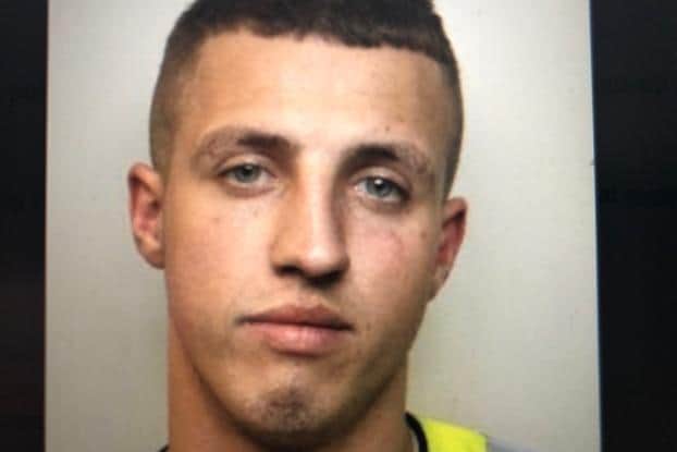 Pictured is Liam Gilmartin, aged 22, of Broadway East, Rotherham, who has been jailed after pleading guilty to sending malicious messages, making threats to kill and threatening to cause damage concerning his ex-partner.