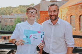 Samuel Davey is pictured with Vice Principal James Smythe