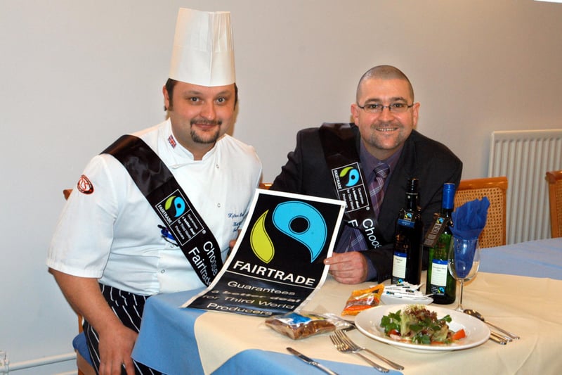 Manager Sean Barringdon and Chef Keith Curtis who were using Fairtrade products in their menus at Hylton's Restaurant in Hylton College, Sunderland in 2008.