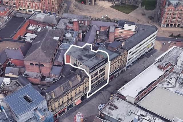 Where the Events Central building - Sheffield Council's plans for a new cultural hub on Fargate in the city centre using money from the Future High Streets Fund - will be. Credit: HLM Architects