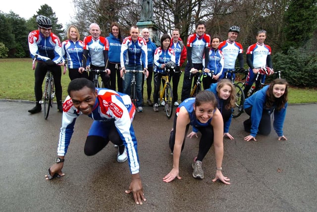 The Sheffield Triathlon Club in Endcliffe Park, January 2010. Front row, left to right, David Campbell (chairman), Nicola Malley (junior co-ordinator), Olivia Moorland and Millie Skinner