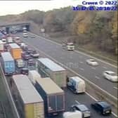 A collision on the M1 near Sheffield is reported to involve a car and a lorry. Credit: National Highways