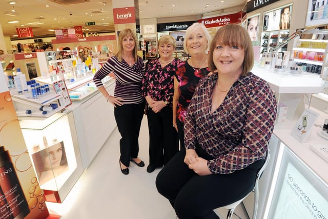 Opening of newly refurbished Debenhams store in Mansfield Four Seasons in 2013. Modelling clothes from stores within Debenhams are l-r Jayne Davies, Trish Bell, Jane Kehoe, Kim Lawrence.