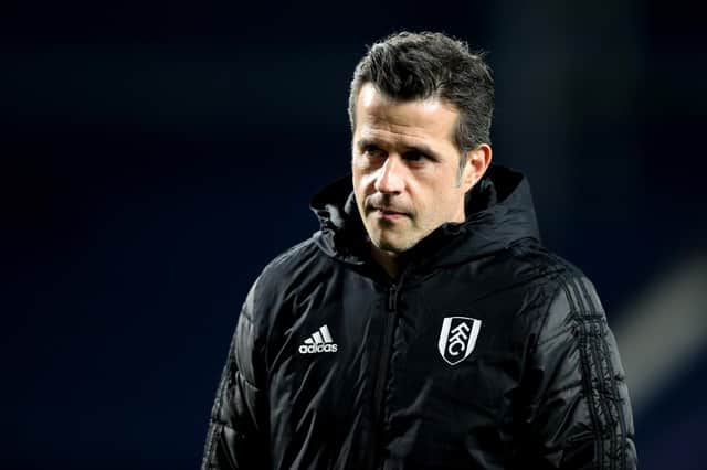 WEST BROMWICH, ENGLAND - MARCH 15: Marco Silva, Manager of Fulham looks on during the Sky Bet Championship match between West Bromwich Albion and Fulham at The Hawthorns on March 15, 2022 in West Bromwich, England. (Photo by Naomi Baker/Getty Images)