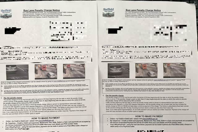 The two bills Steve received from Sheffield City Council included photo evidence of him entering the bus lane. However, all photos across both fines were taken within a second of each other.