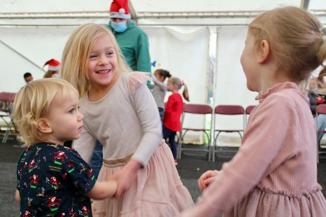Dancing and singing were on the agenda for children who went along to the event's Christmas party in the giant marquee.
