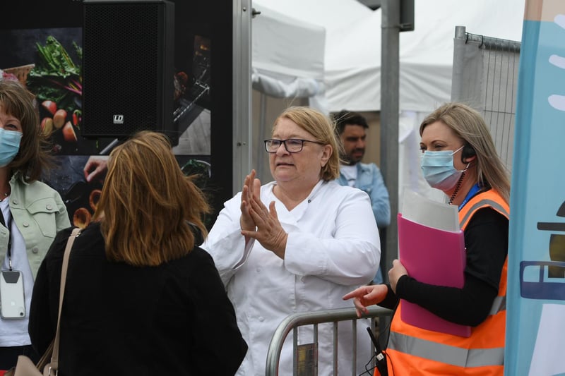 TV chef Rosemary Shrager put on a show as part of a live cooking demonstration on Saturday, August 7.