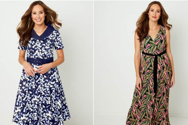 Two Joe Browns dresses: the retro collar dress (left) and the reversible wrap dress (right)