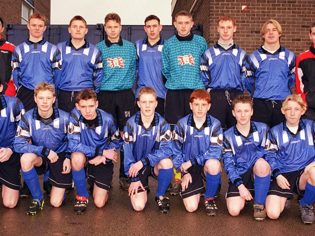 Doncaster Schools' FA U15 team is, back row, from left, Nathan Keating, Craig Morley, Nick Brown, Craig Ince, Clark O'Keeffe, Nick Turton, Lee Jenkins and Adam Stancey; front row, Scott Wordsworth, Andy Middlebrook, Wayne Sadd, Callum Holt, Lee Wilkinson, Richard Crawcroft and Wayne McSeveney;