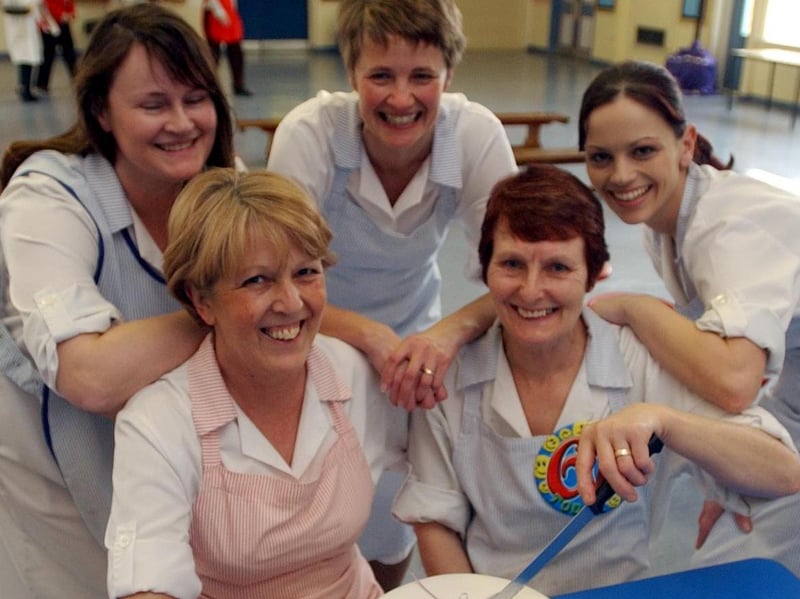 Moira Farrell retired from the School Meals Service in South Tyneside in 2005 after 19 years service. Tell us if you were pictured with her.