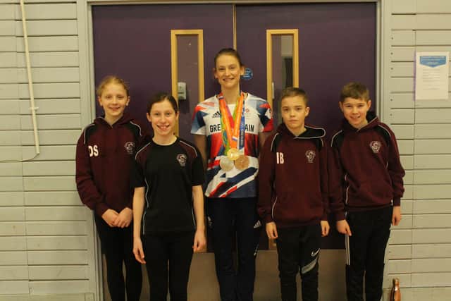 Bryony, whose visit included a trampolining masterclass, gave a presentation to students about reaching the 2021 tournaments, focussing on aspiring excellence and overcoming adversity.