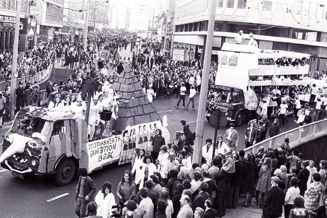 The Sheffield University Rag Parade makes its way through the city centre - October 28, 1972