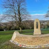 The monument memorial to those who have died during the coronavirus pandemic unveiled by the Friends of Chapeltown Park in Sheffield