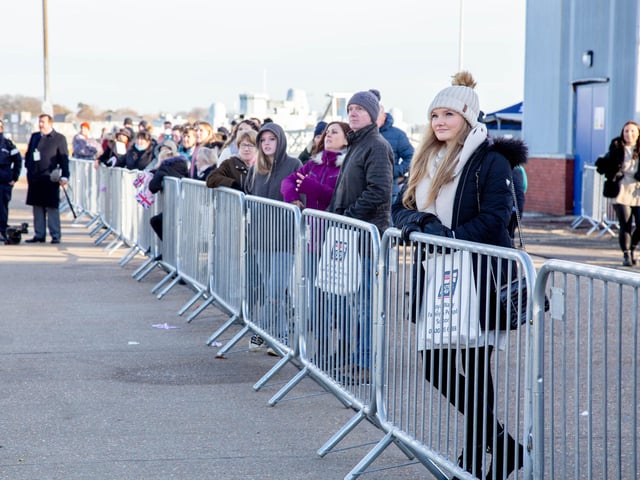 People waiting for their loved ones on HMS Diamond. Picture: Habibur Rahman
