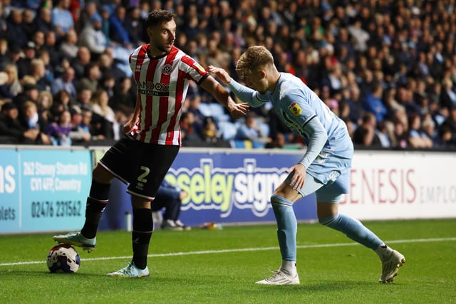 Did superbly well to turn his man and then play in Ndiaye, racing up the pitch to take the rebound but his cross was slightly delayed and blocked behind. As ever no shortage of effort from the Blades right-back who kept going right until the final whistle