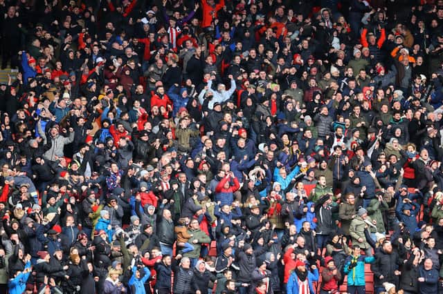 Sheffield United fans at Bramall Lane. (Photo by Richard Heathcote/Getty Images)