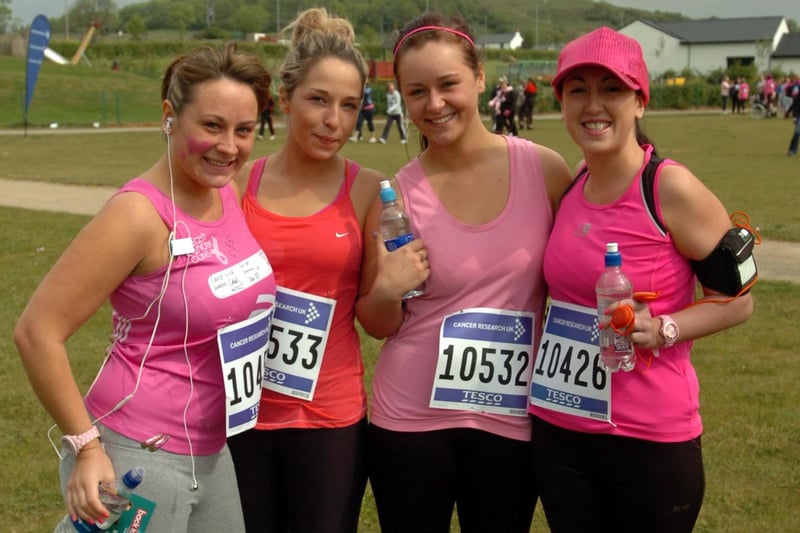 Jennifer Roberts, Chelsea Wade, Sindy McLean and Sarah Pearson all of South Shields who tackled the Race For Life 10k in 2011.