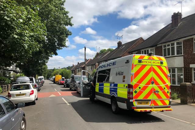 Police activity in Edgedale Road, Nether Edge, today