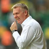 Dean Smith, the manager of Norwich City, takes his side to Sheffield United tomorrow (David Rogers/Getty Images)