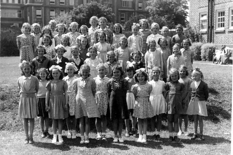 Class 1c Portsdown Modern Girls School, Wymering in 1949. They were attending a music festival at Eastney College. 
Sent in by Valerie Long of Havant some of those pictured are Dorothy Haward, Diane Watts, Valerie Kelly and Sylvia Williams.
