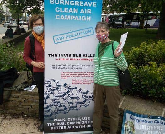 Linda and Bev from Burngreave Clean Air Campaign, at Ellesmere Green.