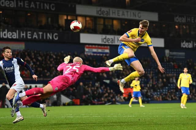 Evan Ferguson of Brighton & Hove Albion shoots during the Emirates FA Cup Third Round match between West Bromwich Albion and Brighton & Hove Albion at The Hawthorns (Shaun Botterill/Getty Images)
