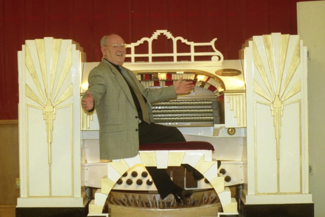 Albert Humphrey, chairman of Sunderland Theatre Organ Preservation Society, with the Compton theatre organ which was saved from the old Odeon theatre.  Who remembers this from March 2001?
