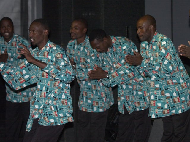 Another picture from the centre's afterlife before the students' union opened - Zimbabwean acapella group Imbizo on stage during a modal music festival in 2002.